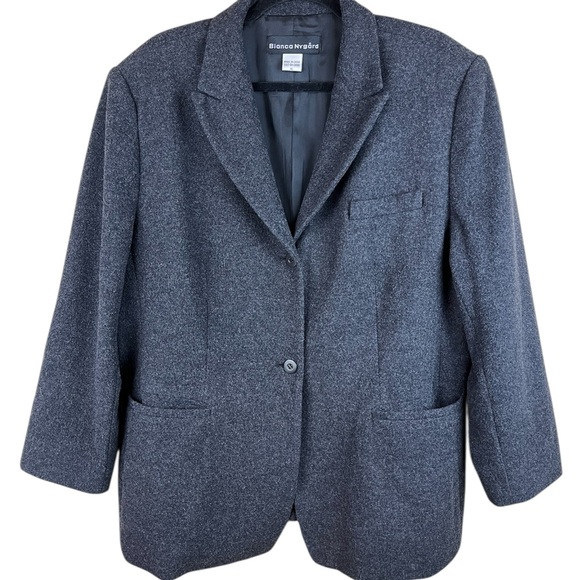 Bianca Nygard Wool & Cashmere Blend Gray Oversized Blazer, Size 16 - Picture 2 of 9